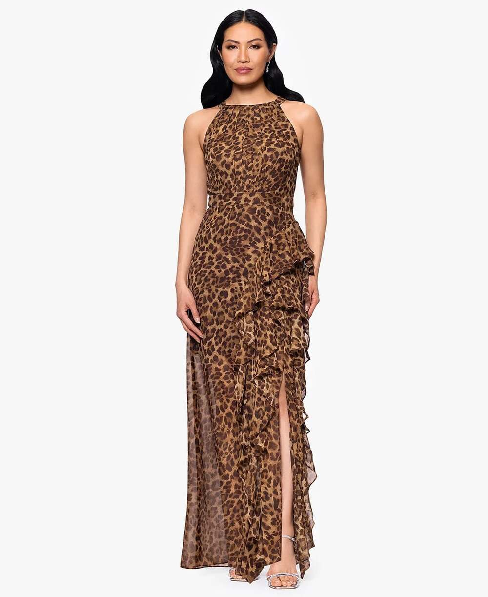 NEW Betsy & Adam Women's 10 Andie Halter Neck Ruffle Dress • Reg Price $239